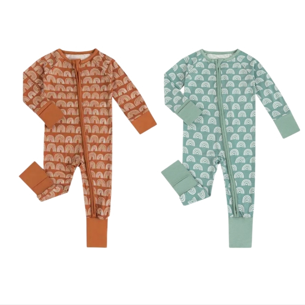 Miozing Rainbow Super Soft Long Sleeve Bodysuit Pajama Bundle 12-18 M